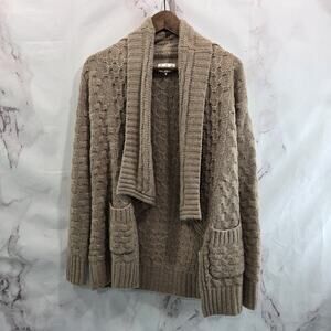 Anthropologie Sweater Womens XXS Brown Cardigan Wool Open Talula Basketweave